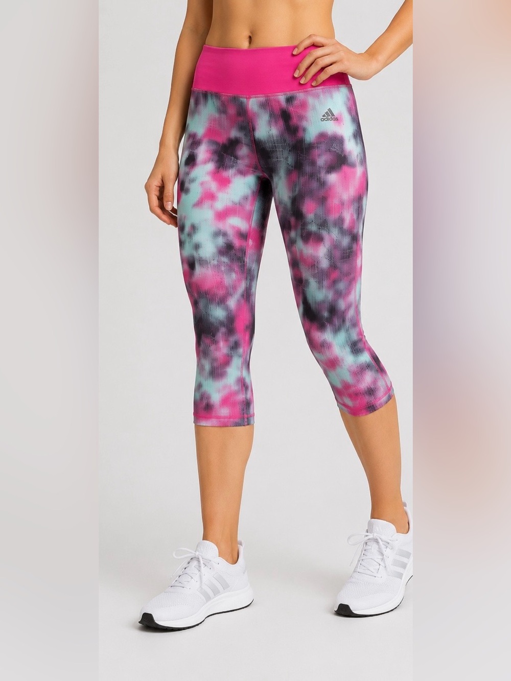 Adidas Pink Multi-Color Tie Dye Capri Leggings Size S